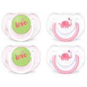 (2 pack) Philips Avent Classic Walmart Deco Pacifier 6-18m, pink elephants, 2 pack, SCF189/25