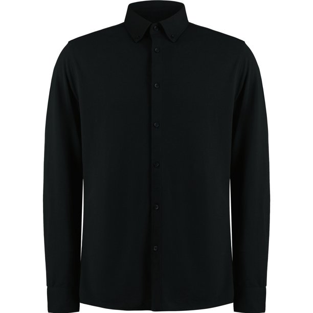 Kustom Kit - Camisa de Superlavado 60°C de Manga Larga para Hombre (Negro)