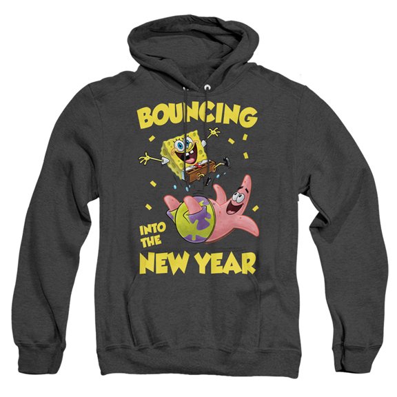Spongebob Squarepants Bouncing Into the New Year Unisex Adult Pull-Over Heather Hoodie
