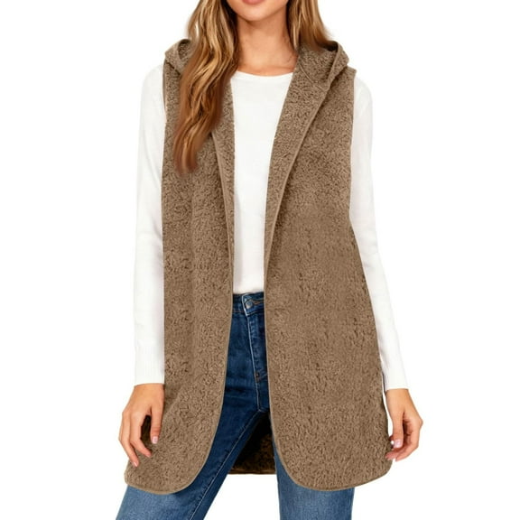 SuTry Womens Fleece Vest Casual Warm Sleeveless Button Vest Jacket Solid Color Fall Winter Warm Outerwear for Women(Coffee,M)