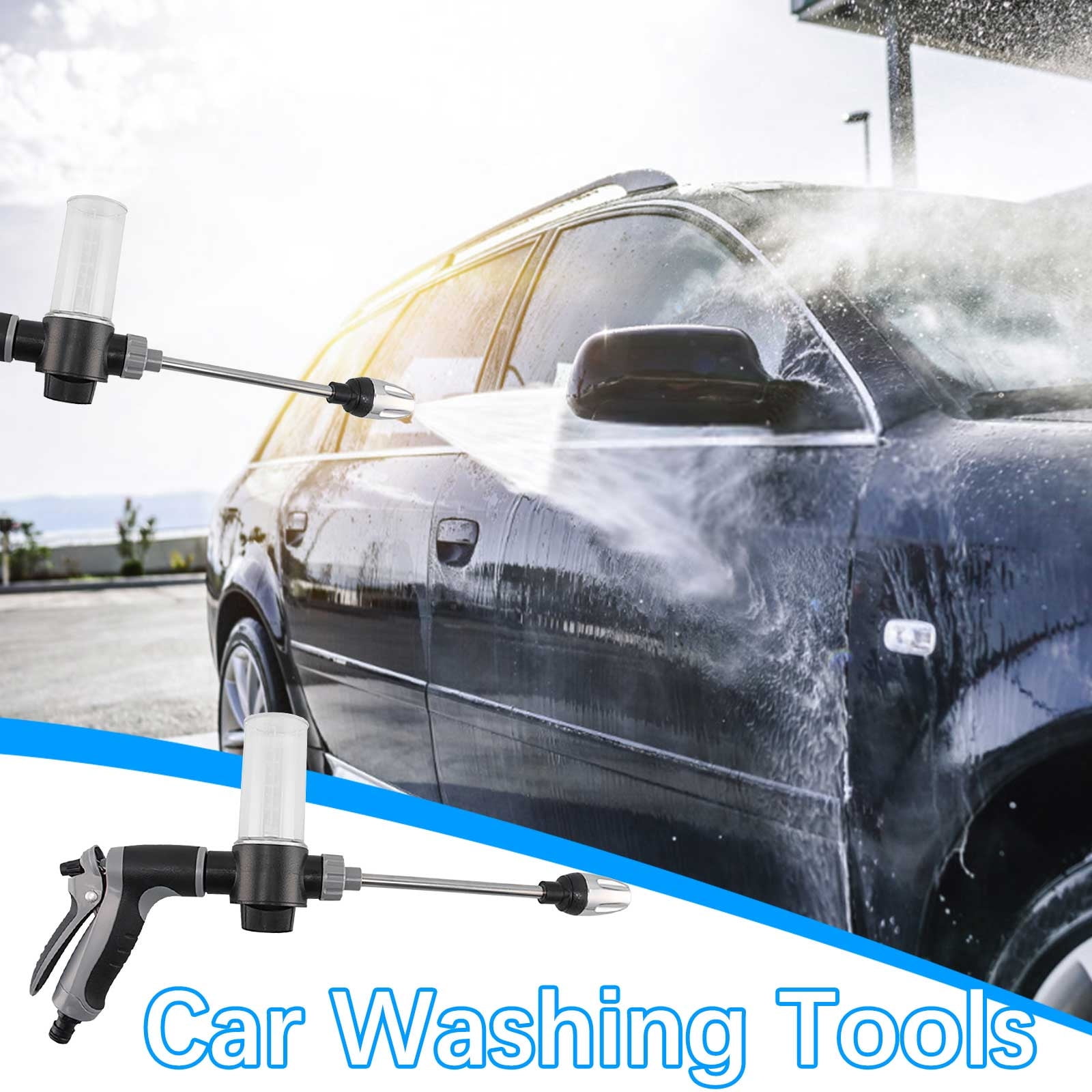 Bfogop High Pressure Power Washer Wand, Watering Sprayer Cleaning Tool, with 3 Hydro Jet Water Hose Nozzle and 1 Foam Cannon, Wand Lance for Gutter Patio Car Pet Window