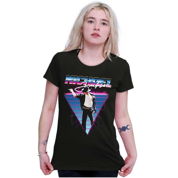 Michael Jackson 80s Iconic Pop Pose Womens Slim Fit Graphic Tee Brisco Brands S