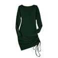 thumbnail image 4 of Women's U Neck Elegant Long Sleeved Autumn And Winter Knitted Dress Fuzzy Dress Girls Christmas Sweater Dress Womens Sweater Dress Slit Fall Dress Long Knot Dress Dresses Woman Size Medium Sweater, 4 of 4