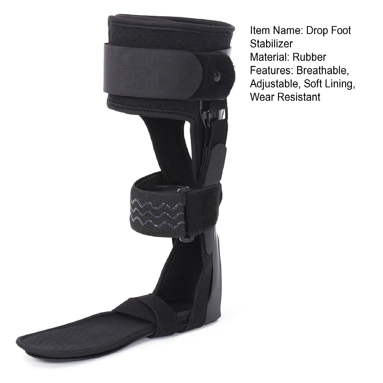 Pebbuoy Drop Foot Stabilizer Ankle Brace with Adjustable Strap Soft Lining Wear Resistant Pain Relief Ergonomic Foot Support Brace