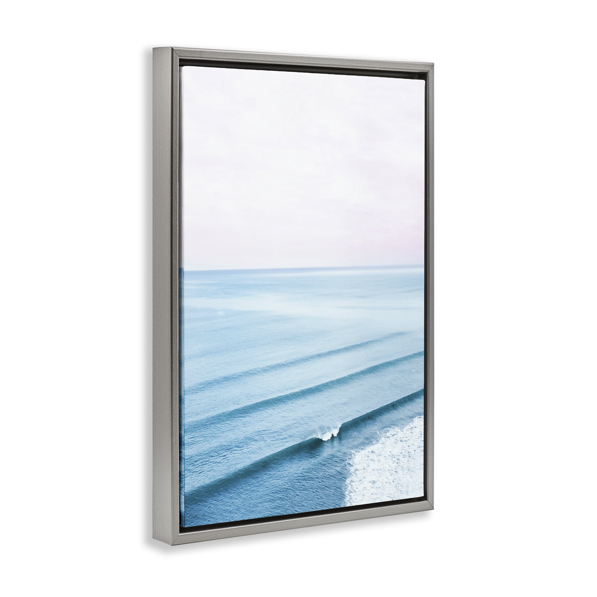 Stupell Industries Coastal Breaking Wave Nautical & Beach Photography Gray Floater Framed Canvas Art Print Wall Art, 17 x 25