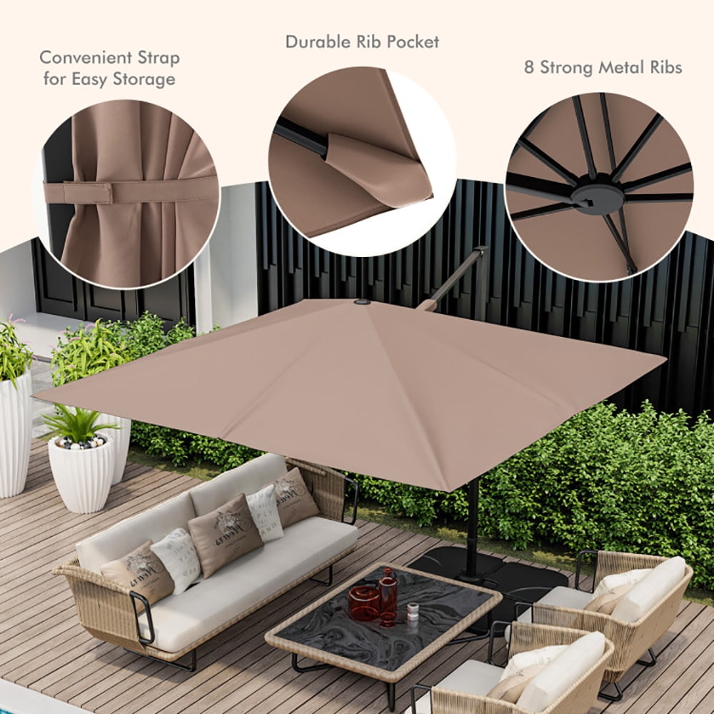 Aimee Lii 9.5 Feet Square Patio Cantilever Umbrella with 360° Rotation, Table Umbrella Outdoor for Patio Pool Beach, Coffee Aimee Lii 9.5 Feet Square Patio Cantilever Umbrella with 360° Rotation, Table Umbrella Outdoor for Patio Pool Beach, Coffee