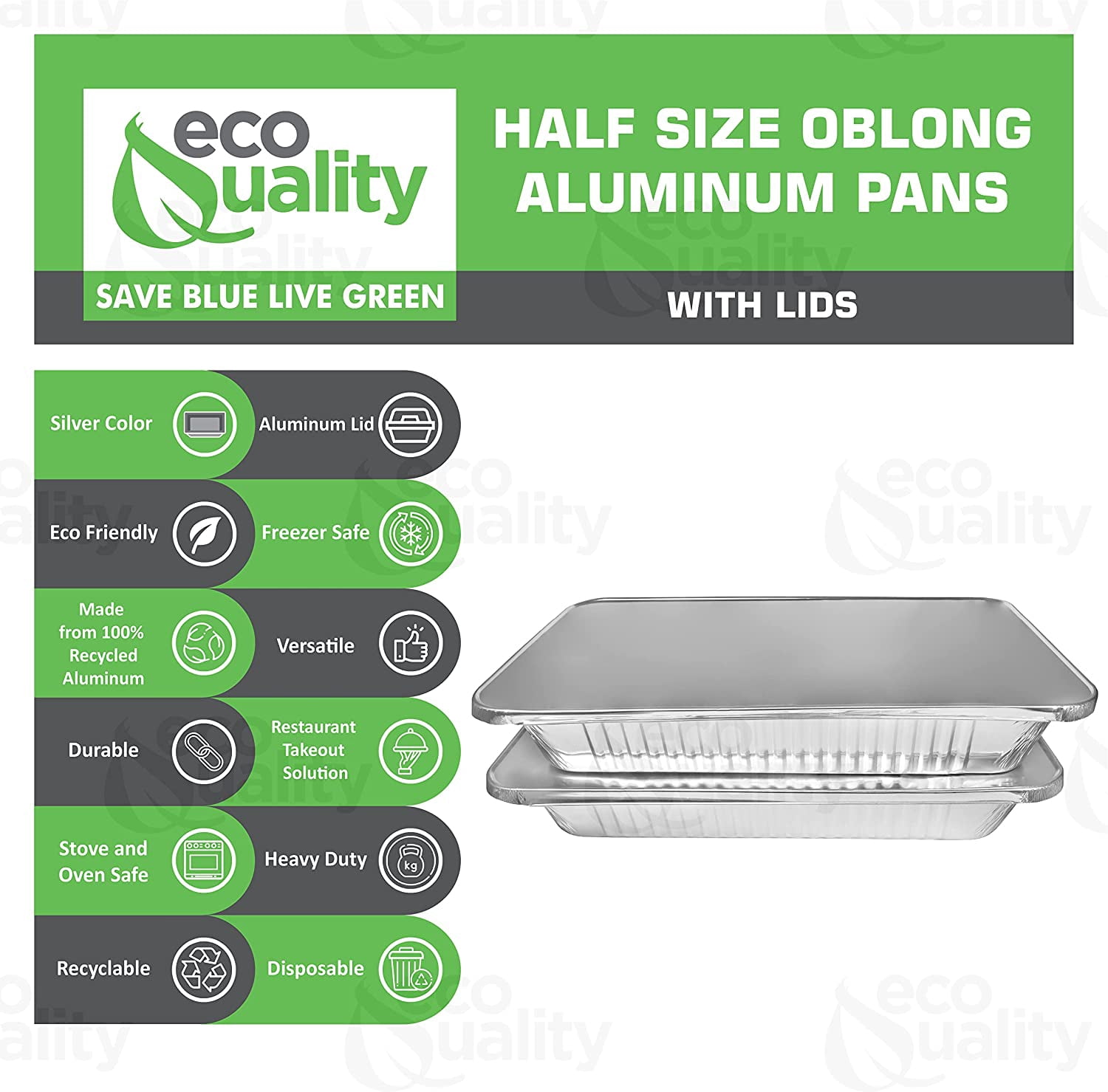 Aluminum Pans 9x13 Disposable Foil Pans Half Size Aluminum Trays with Lids Heavy Duty Steam Table Deep - Tin Foil Pans, Bakeware, Lasagna Pans, Roasting, Food Storing, Catering, Cake, Oven Pan (10)