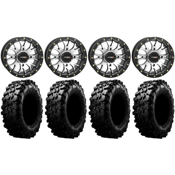 System 3 ST-3 Machined 14" Wheels 30" Carnivore Tires Kawasaki Mule Pro FXT