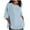 Light Blue B, variant on Ashirexll Women's T-shirts, Short Sleeve Tops for Women, Women's Ladies Fashion Casual Cropped 3/4 Sleeve Printed Loose Shirt Blouse Top