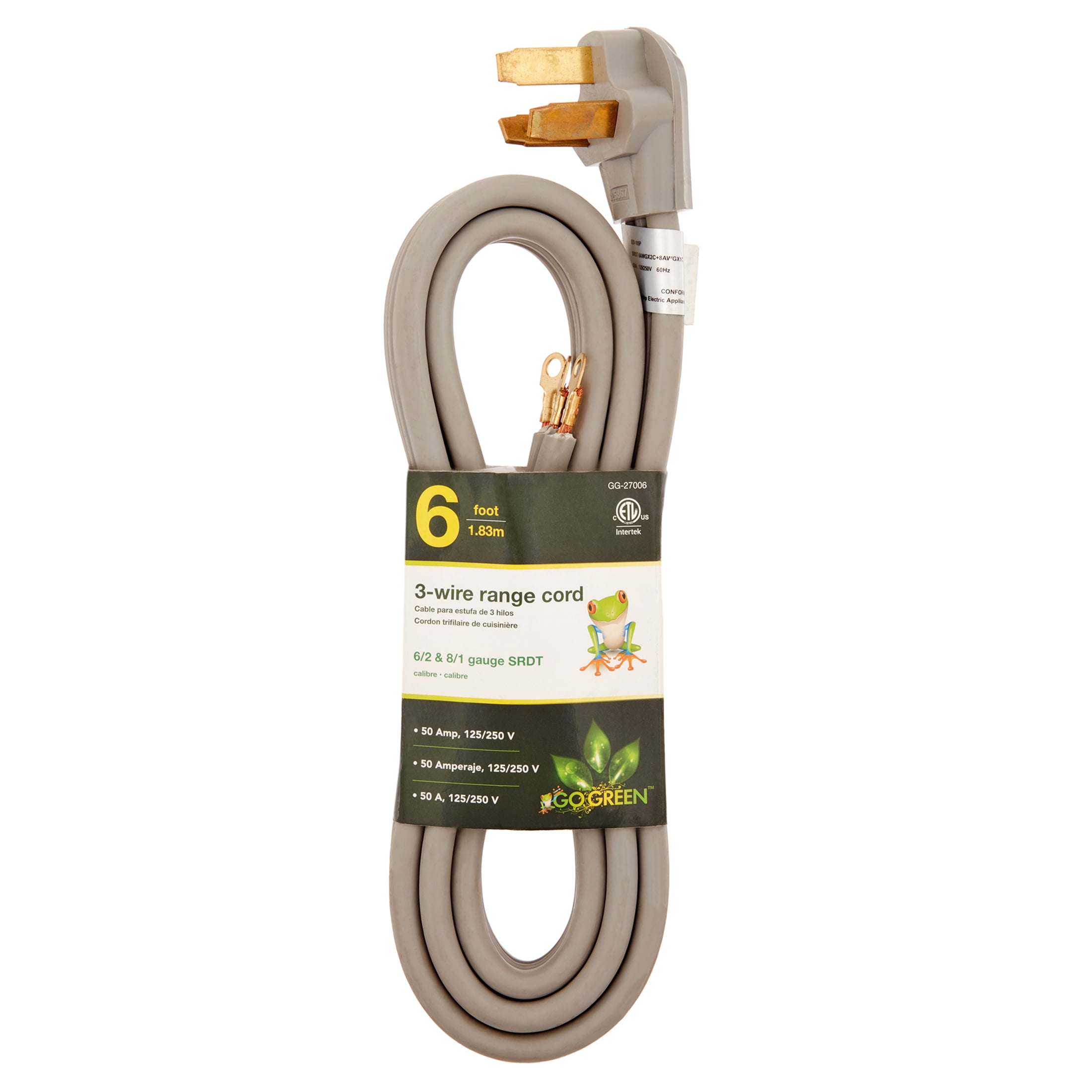 GoGreen Power GG-27006 6 ft 3-Wire Range Cord 50 Amp