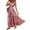 Red, variant on Boho Dresses for Women V Neck Short Sleeve Floral Printed Maxi Dresses Elastic Smocked Waist Tiered A Line Casual Dresses, 2XL