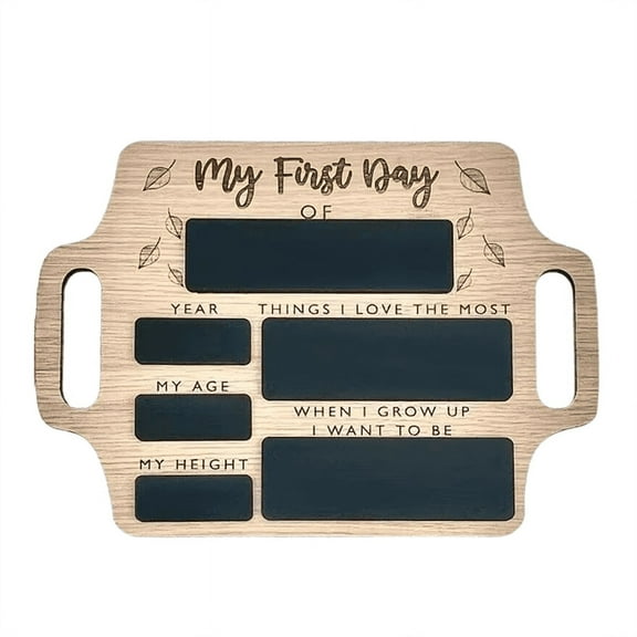 First Day of School Sign - Reusable Memory Photo Board with Handles Back to Starting Nursery Preschool