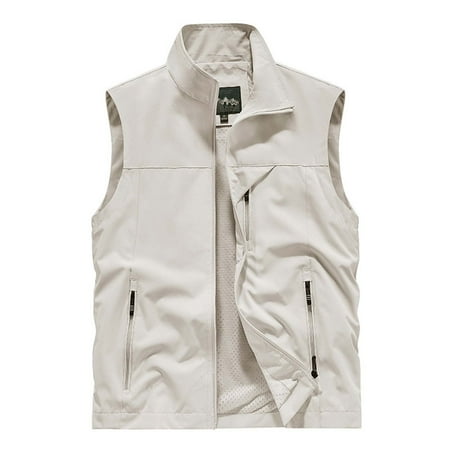 BXINGOHAI Mens Outdoor Vest Work Safari Fishing Travel Photo Vest with Multi-pocket Clearance Sale White XXXXXXL