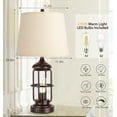 thumbnail image 4 of Partphoner Farmhouse Rustic Nightstand Lamp Set of 2 with USB Ports, Touch Control 3-Way Dimmable, 4 of 7