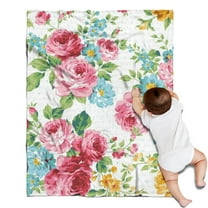 Pioneer Flower Floral Print Pattern Blanket,Comfortable Soft Flannel Throw Blanket,All Season,Warm Lightweight Blankets for Sofa Bed Couch Living Room Chair,30"x40"