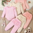 thumbnail image 1 of QJUHUNG 3 Sets Baby‘s Ruffle Decor Long Sleeve Bodysuit & Casual Pants  Toddler & Infant Girl‘s Clothing Set For Spring Fall, 1 of 7