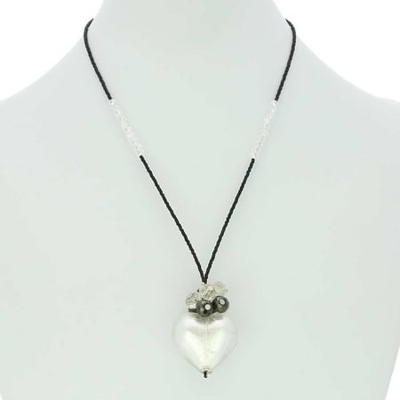 - GlassOfVenice Murano Glass Venetian Love Heart Necklace - Silver