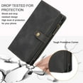 thumbnail image 4 of for Samsung Galaxy S21 5G Wallet Case, Detachable PU Leather Magnetic Flip Phone Case Wallet with Card Holder Wrist Strap Zipper Wallet for Women/Men, S21 5G Phone Case 6.2inch(Blcak), 4 of 8