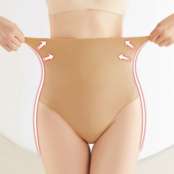 ylioge Womens High Waisted Underwear Body Shaper Full-Coverage Thongs Ladies Casual Solid Shaping Control Briefs Comfort Stretchy Shapewear Panties