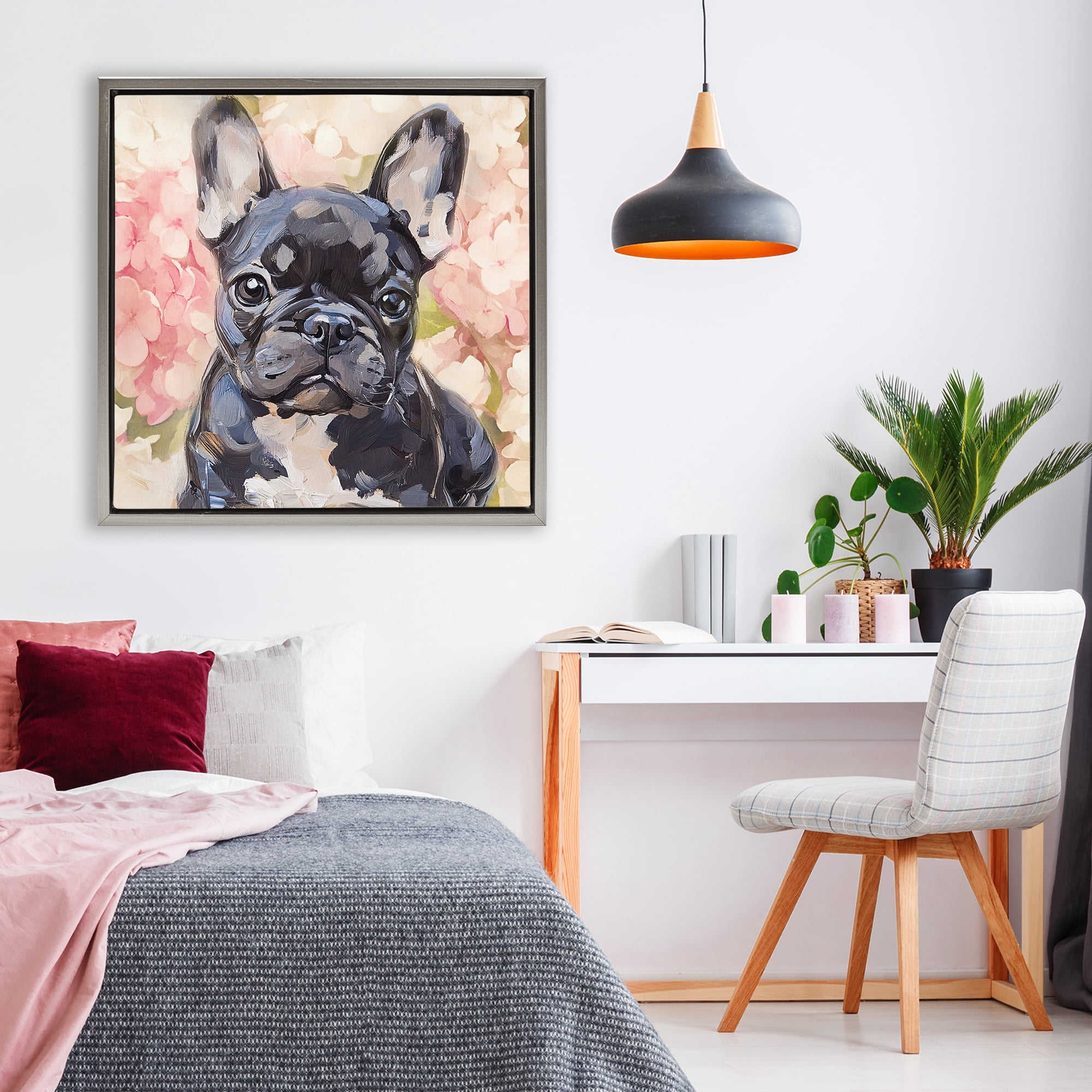 Stupell Industries Sweetest Little Bulldog Gray Framed Floater Canvas Wall Art, design by Tina LeCour