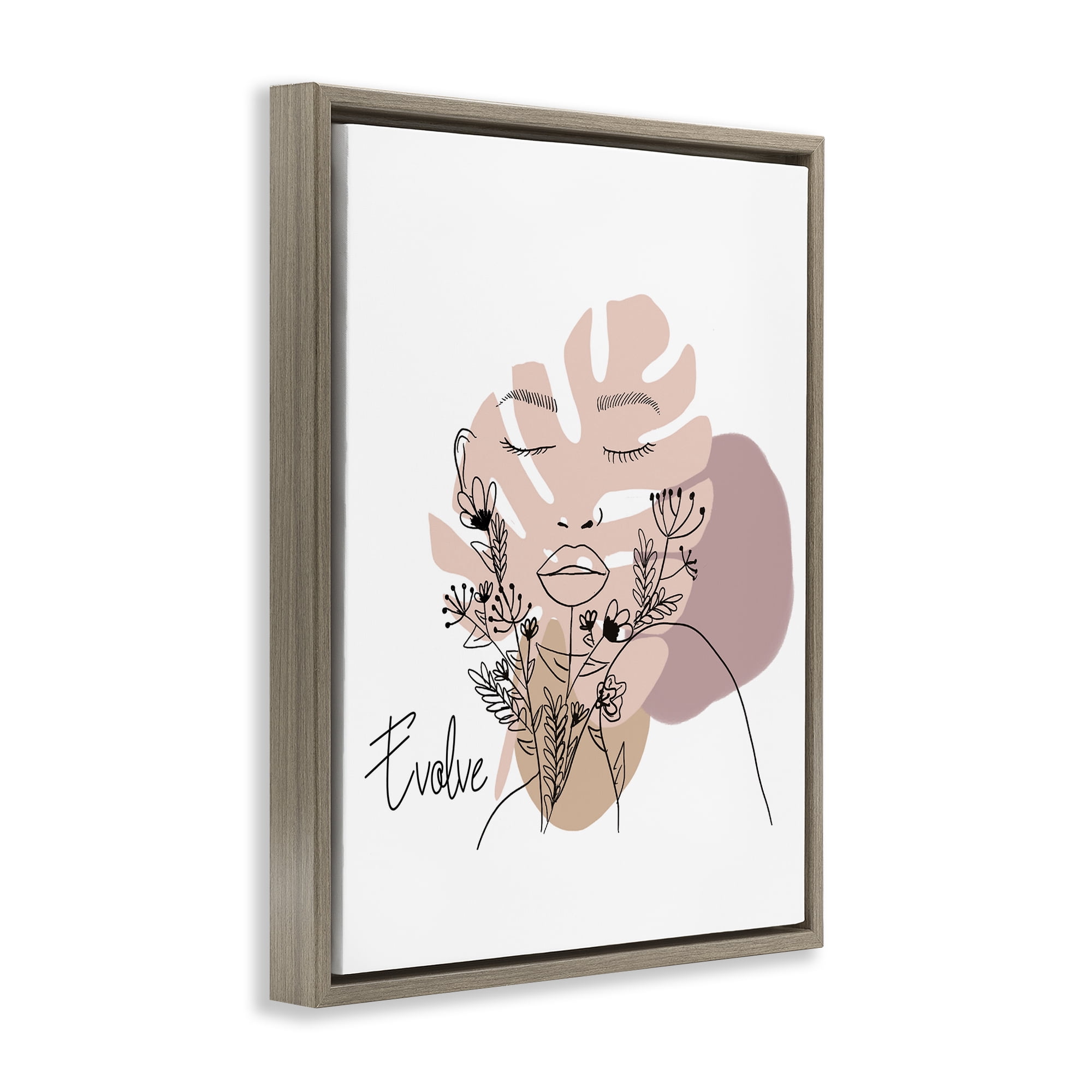 Stupell Industries Evolve Boho Portrait Typography Painting Brown Floater Framed Art Print Wall Art, 17 x 21