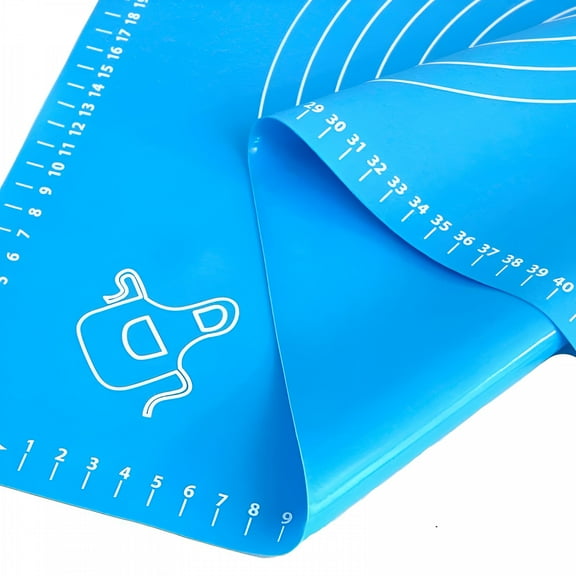 BPPEG Silicone Baking Mat with Measurements -Pastry Mat |Non Slip Non Stick| Pastry Rolling,Counter Mat,Dough Rolling Mat,Oven Liner,Fondant/Pie Crust Mat (25*18",Blue)