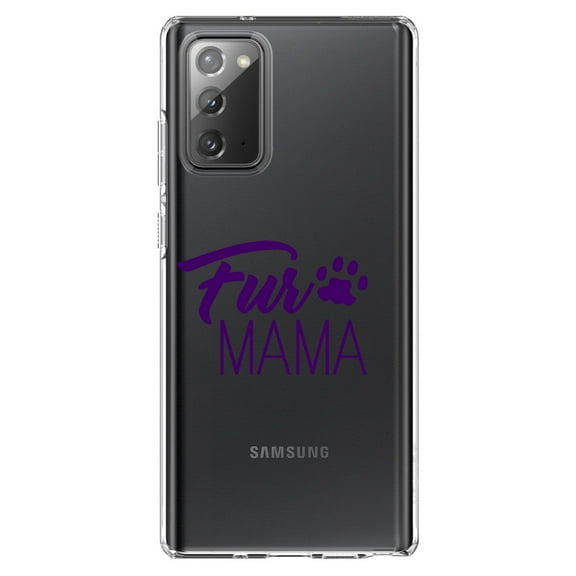 DistinctInk Clear Shockproof Hybrid Case for Samsung Galaxy Note 20 (6.7" Screen) - TPU Bumper Acrylic Back Tempered Glass Screen Protector - Fur Mama - Dog Paw