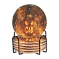 thumbnail image 2 of BZSMCE 6Pcs Drink Coasters With Holder 3.94Inch Anger Halloween Pumpkin Creative Coil Coaster Coasters Colors Absorbent Coasters for Drinks Coasters Set Thicken Heat for Home Table, 2 of 7