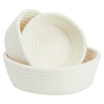 Juvale Small Round Cotton Rope Storage Baskets - Nesting Storage Bin Pack - Cotton Woven Basket for Home Organizing - White, Pack of 3, 6.5 x 2.9 in/7.5 x 3 in/8.2 x 3.2 in