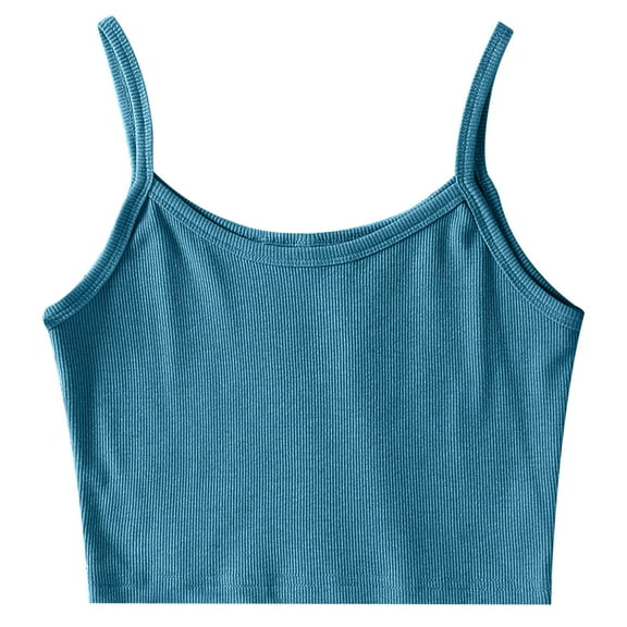 JINMGG Tank Tops for Women under $5,Women Ladies Solid Sleeveless Pullover Vest Tank Crop Tops Shirts Blue XL