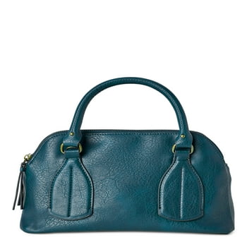 Time and Tru Women’s Palms Satchel Handbag Blue