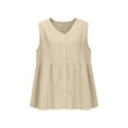 thumbnail image 4 of Axiiglly Tank Tops for Women Cotton Linen V Neck Button Down Sleeveless Relaxed Fit Boho Peplum Summer Fashion Tops 2026, S-2XL, 4 of 6