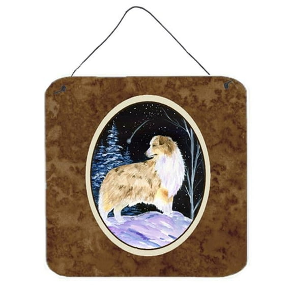Starry Night Australian Shepherd Aluminium Metal Wall Or Door Hanging Prints - 6 x 6 In.