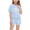 thumbnail image 1 of Zpanxa Ensembles d'Été pour Filles Mode Décontractée Manches Courtes Col Rond Col Bouton Imprimé Ensembles de Shorts 5 Ans, 1 of 7