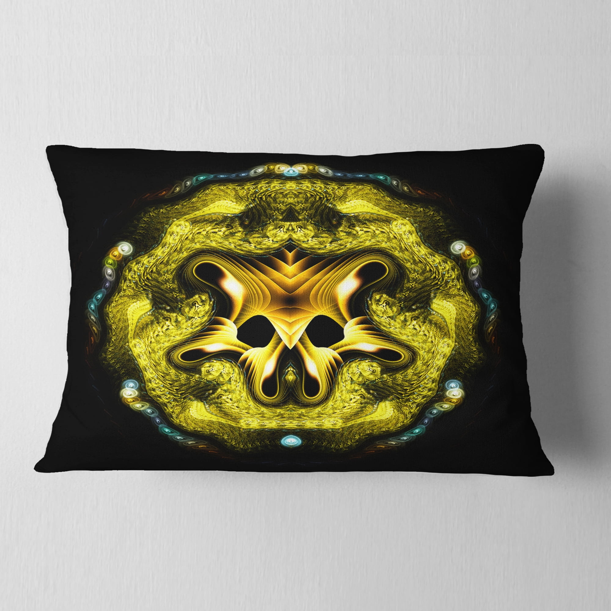 Designart 12" x 20" Abstract Multi-color Polyester Throw Pillow