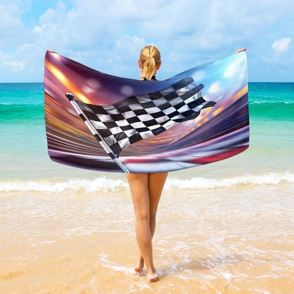 Ryvnso Checkered Flag Beach Towel Quick Dry Swimming Yoga Beach Towels Large Sand Free Microfiber Towel 31"W x 71"L