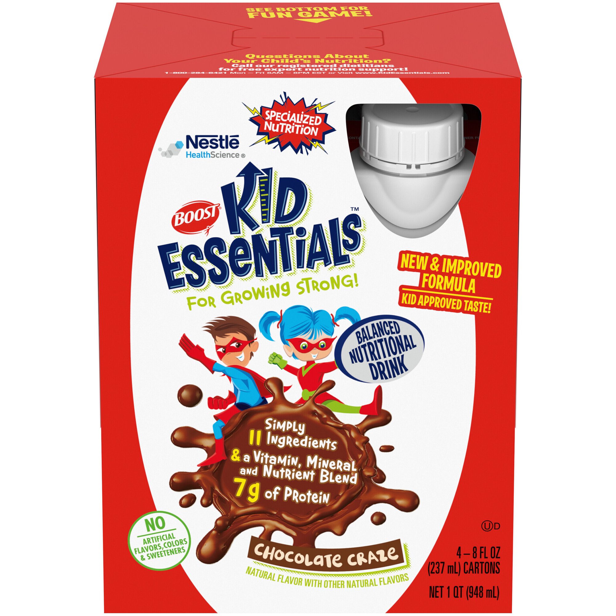 BOOST KID ESSENTIALS Chocolate Craze 4-8 fl. oz. Cartons