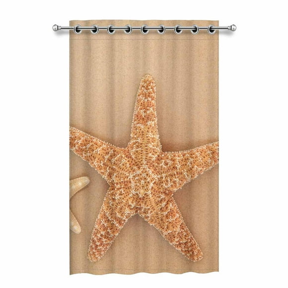 YUSDECOR Starfish and Cockle Shell Blackout Window Curtain Drapes Bedroom Living Room Kitchen Curtains 52x84 inch