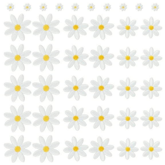 40Pcs 4 Sizes Flower Iron on Patches, Daisy Patch Appliques for Clothes