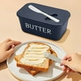 thumbnail image 5 of BUTOMKY Butter Dish with Lid - Plastic Butter Storage Container, Large Countertop Butter Keeper for Refrigerator & Kitchen (Includes Butter Knife) White Blue, 5 of 7
