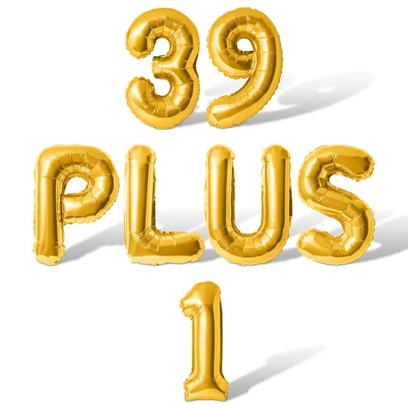 Letter Balloons - 39 PLUS 1 16" Inch Alphabet Letters Foil Mylar Balloon 40th Birthday Party Banner (Gold)