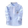 thumbnail image 3 of WUANDIXFA Kids Toddler Boys Dress Shirts Youth Long Sleeve Button Down Shirt Boys Formal Perform Dress for Spring Fall Big Boys Dress Shirt,Blue,2-3 Years, 3 of 5