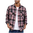 thumbnail image 4 of COSFO Mens Button Up Shirt Plaid Casual Long Sleeve Tops Loose with Pocket Collared Men Shirts, 4 of 4