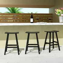 WestinTrends Malibu HDPE Outdoor Patio 29" Bar Stool Saddle Seat (Set of 3), Black