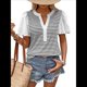 thumbnail image 2 of Camisetas Sin Mangas con Volantes para Mujer, Camisetas Casuales de Verano con Rayas de Colores, Lindas Camisetas con Cuello en V Plisado. M, 2 of 10