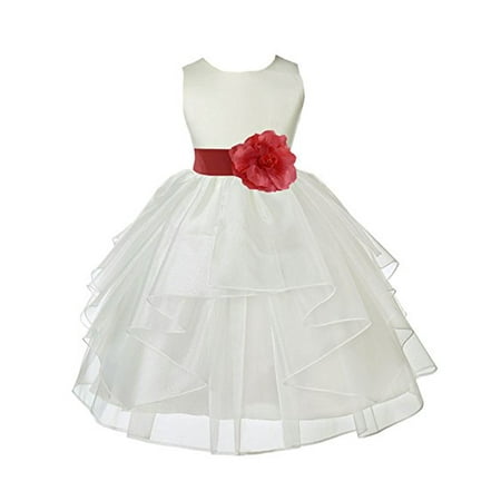 

Ekidsbridal Formal Ivory Shimmering Organza Flower Girl Dresses Wedding Pageant Special Occasions Dresses Junior Toddler Holy Baptism Communion Reception Recital Birthday Girl Party 4613T