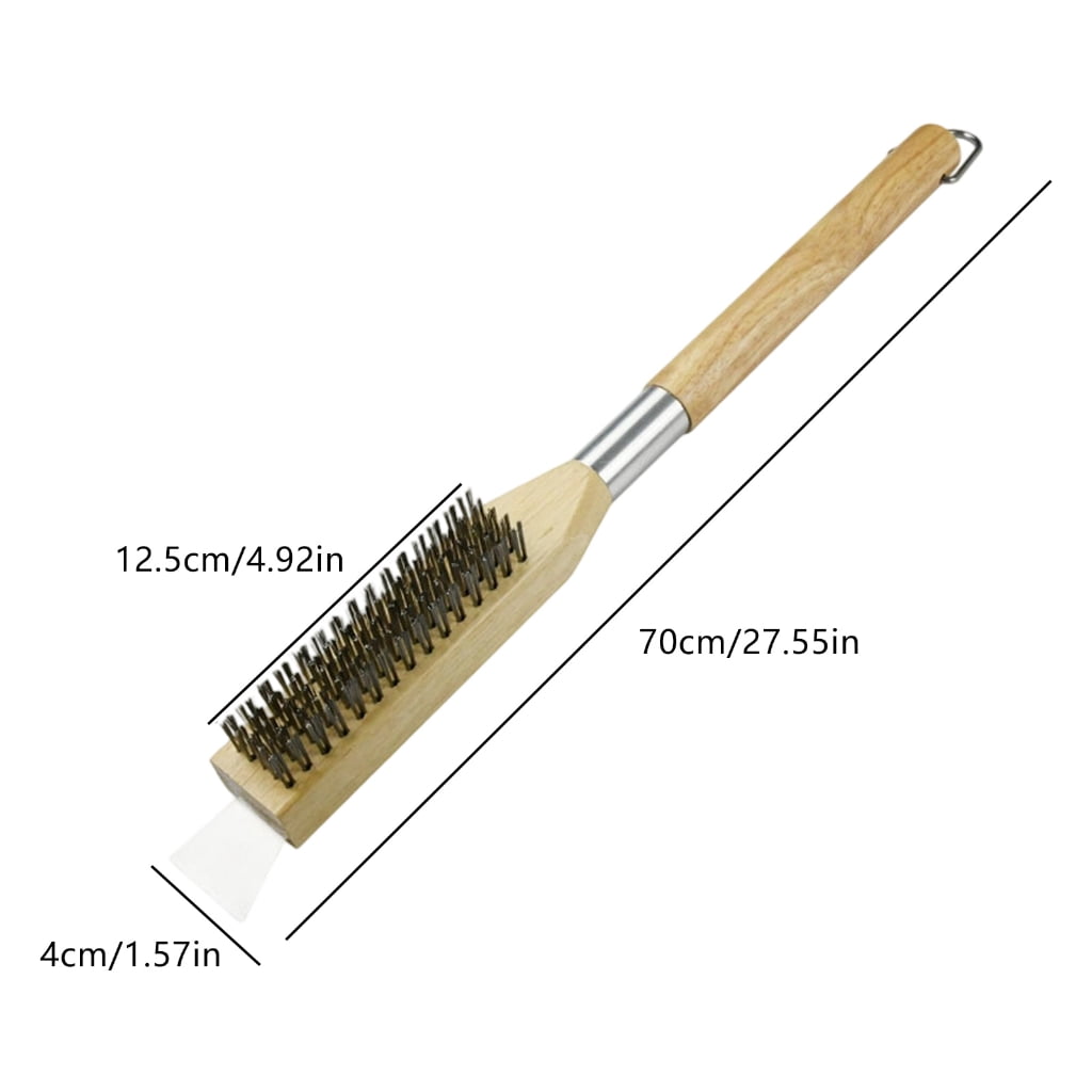 Professional Pizza Oven Brush with Detachable Handle Steel Bristles for Grills