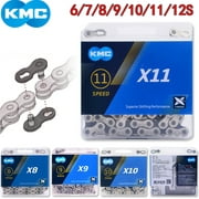 KMC 8/9/10/11 Speed Mountain Bike Chain, 116/118 1/2X3/32" 11/128" Links Bicycle Chain for 8S 9S 10S 11S Speed with Magical Link, Cycling Hollow Chain Fit Shimano Sram Bike Cassette