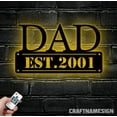 thumbnail image 2 of Craftnamesign Dad Est 2001 Metal Wall Art LED Light, Personalized Fathers Day Sign, 2 of 5