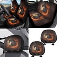 thumbnail image 2 of FKELYI Vintage Horse Black Print Auto Seat Covers Full Set with Steering Wheel Cover Shoulder Seatbelt Pad Armrest Pad Cup Coasters Head Rest Protector Gear Shift Knob Sleeve for Most Sedan, 2 of 6